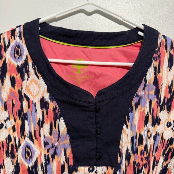 Healing Hands Womens Tunic Top Size 3X Multicolor Ikat Pattern 99% Cotton - Picture 4 of 6